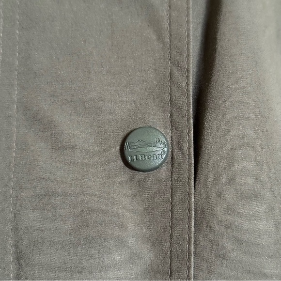 LL Bean Long Trench Coat Hooded Women’s Removable Wool Liner Army Green Lg - Picture 4 of 16